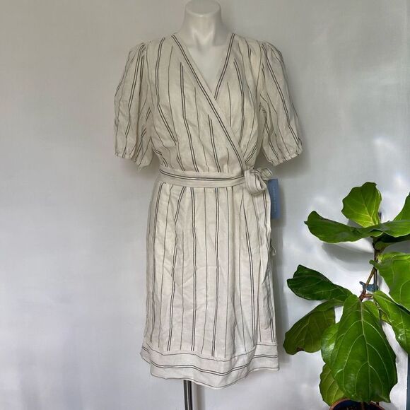 London
Times NWT Faux Wrap Front Linen Dress - Picture 1 of 8